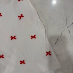 White Tank Top with Red Bow Details